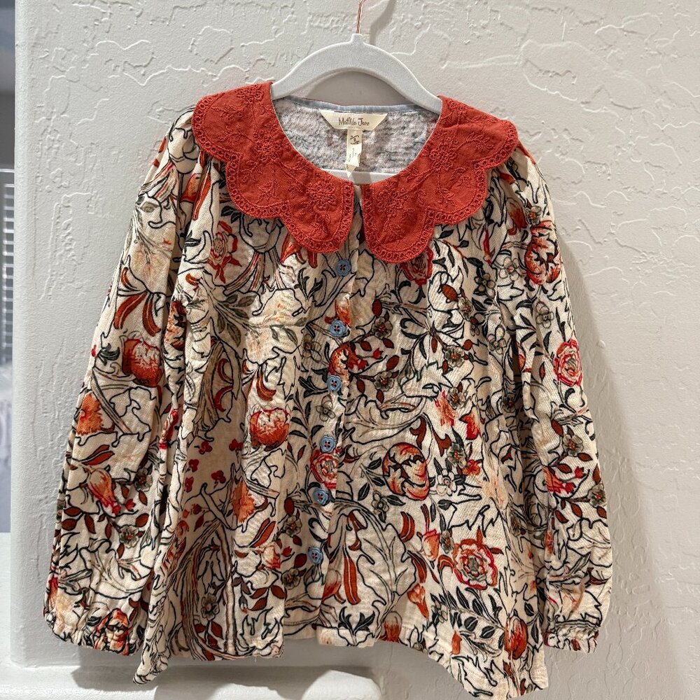 Matilda Jane Heart to Heart Meadow Brook Blouse, Peter Pan collar, size 8